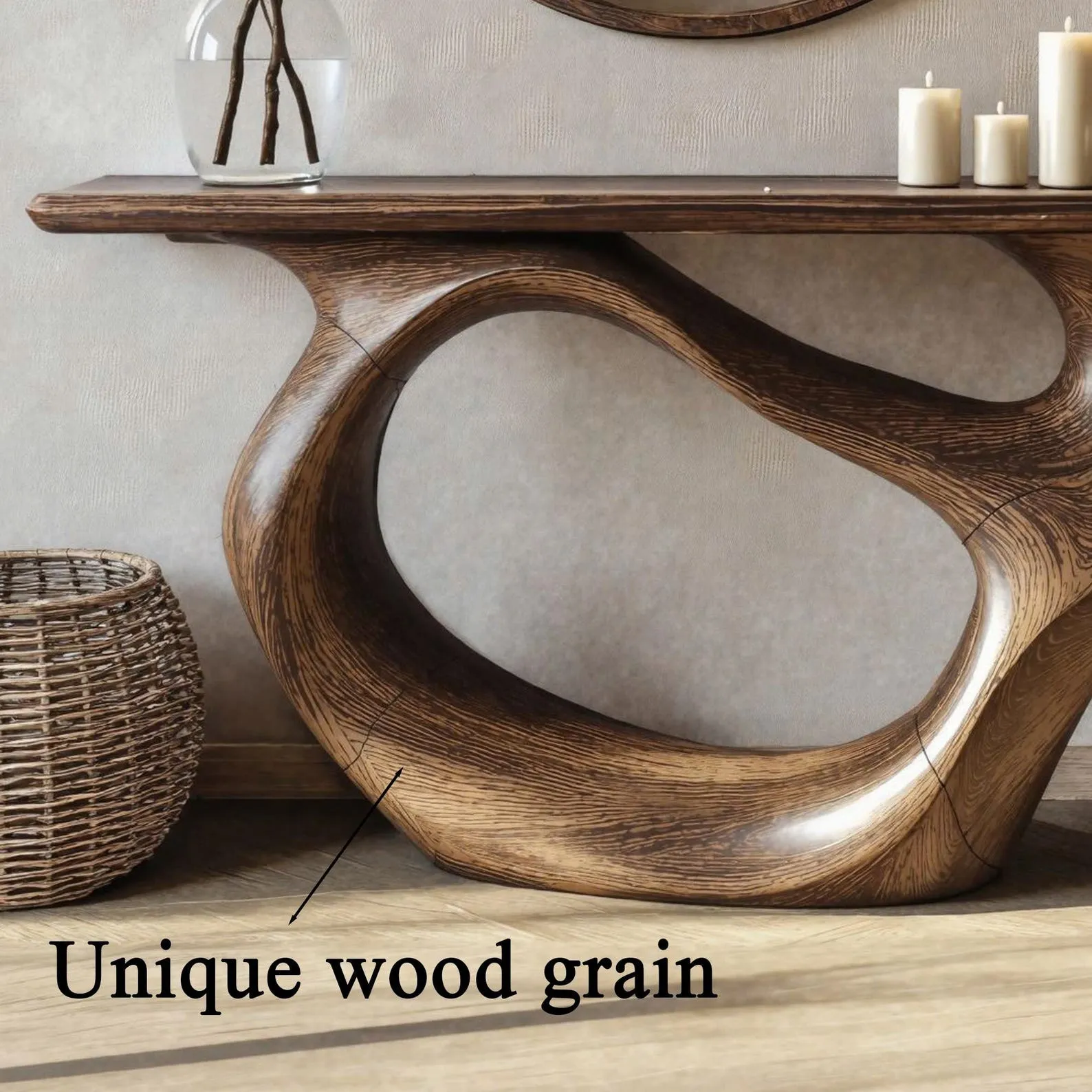 Mid Century Live Edge Solid Wood Console Table For Entry Hall Styling - Image 4