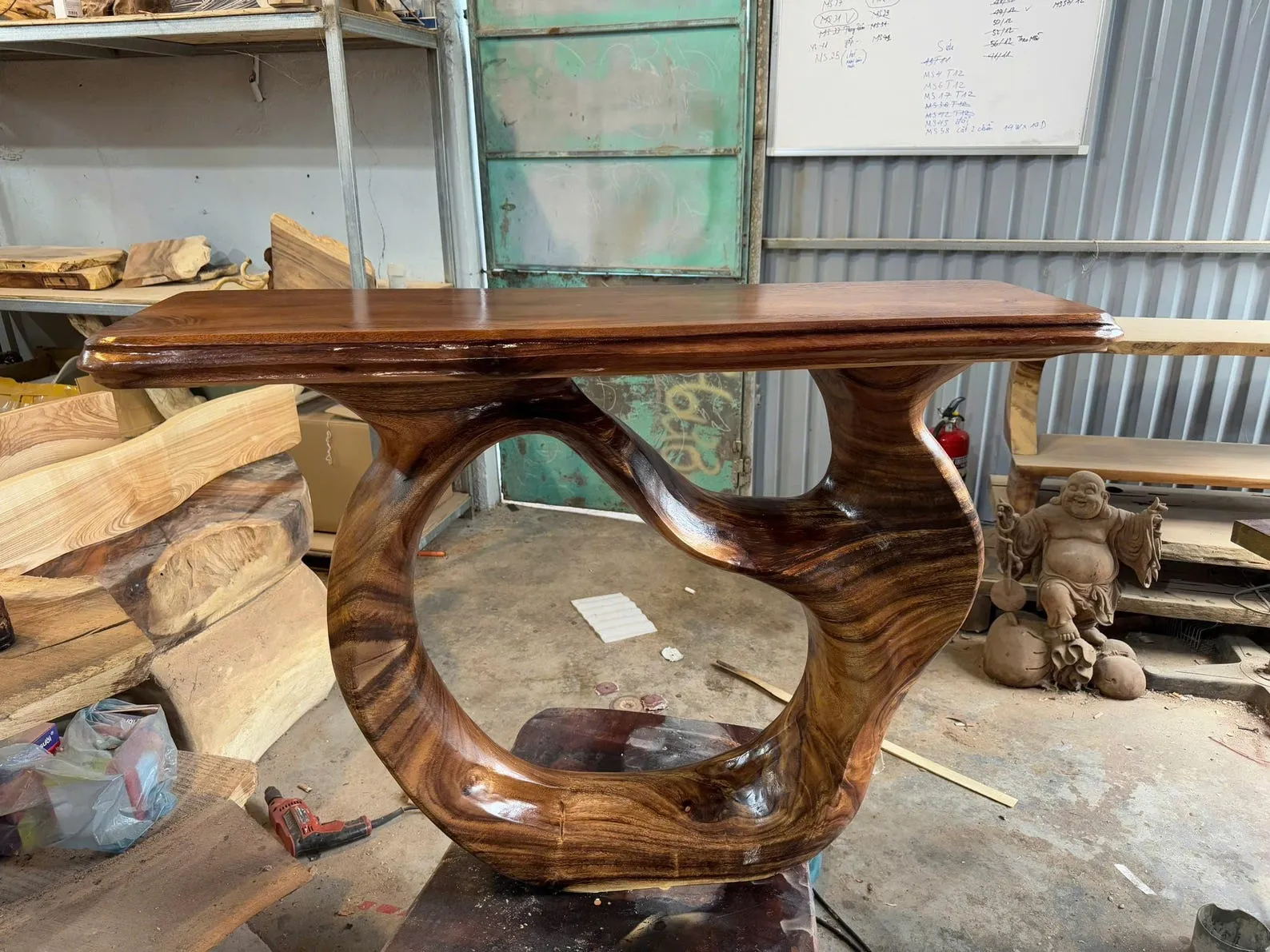 Mid Century Live Edge Solid Wood Console Table For Entry Hall Styling - Image 8