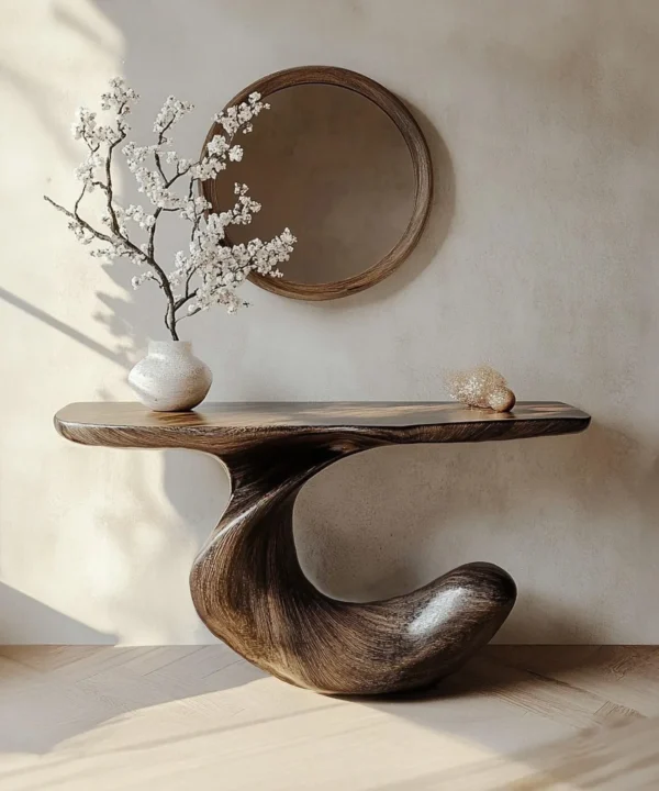 Narrow Rustic Solid Wood Console Side Table For Living Room Decor