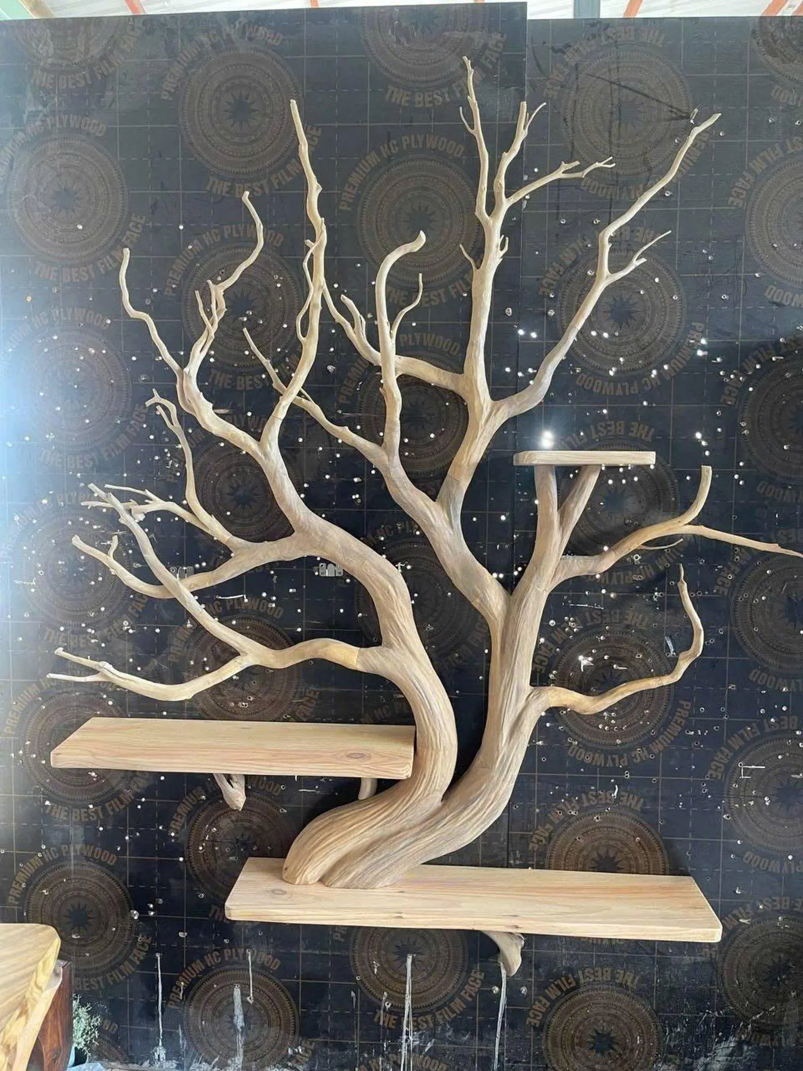 Handmade Rustic Wood Bathroom Vanity With Live Edge Shelf And Storage - Image 2