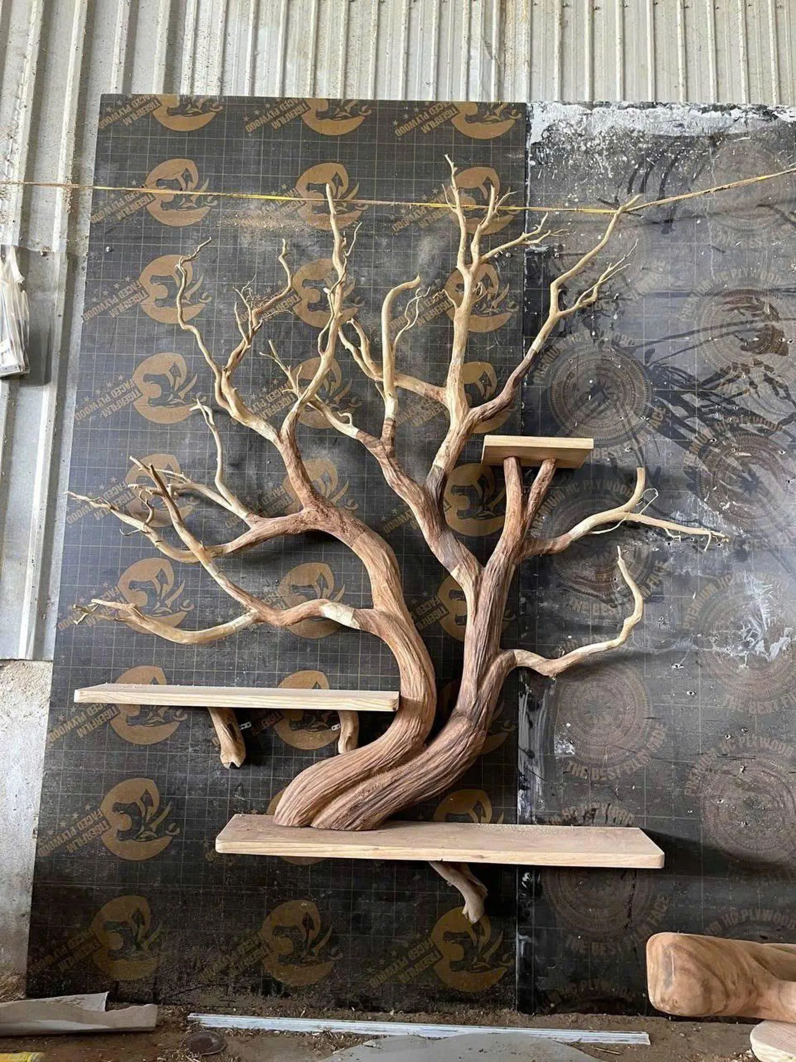 Handmade Rustic Wood Bathroom Vanity With Live Edge Shelf And Storage - Image 3